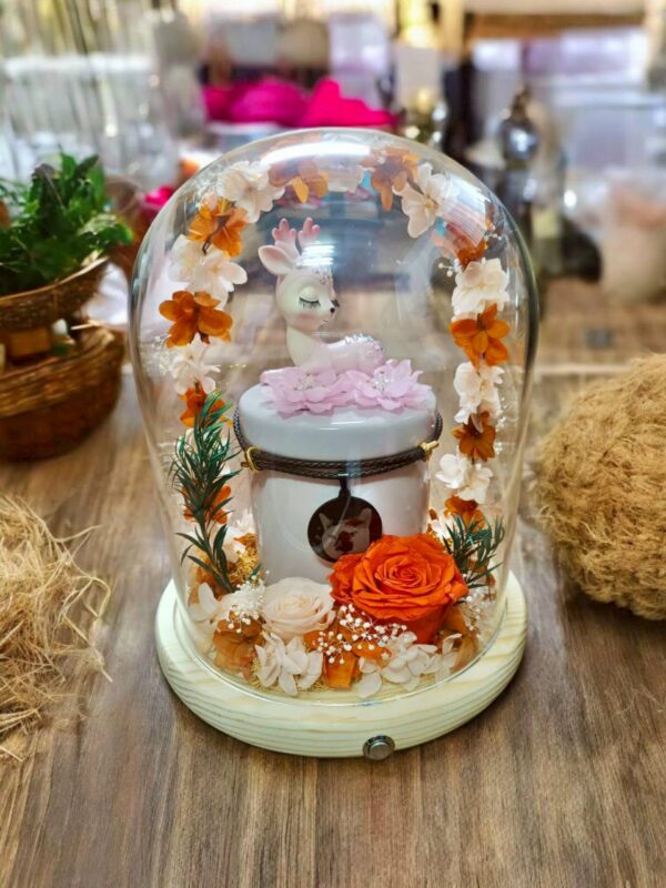 一鹿有你陶瓷骨灰罐-顏色：粉，白，藍