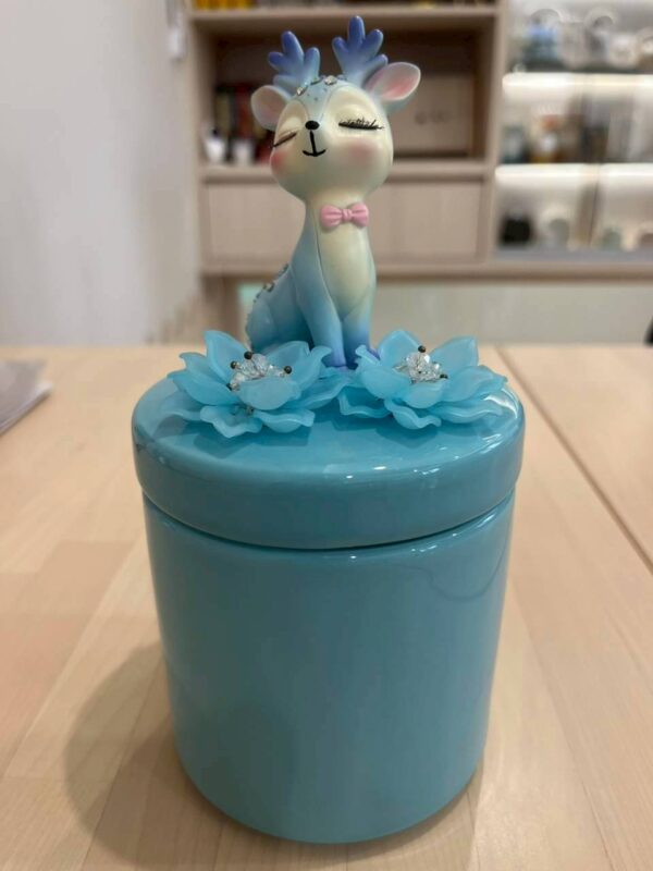 一鹿有你陶瓷骨灰罐-顏色：粉，白，藍