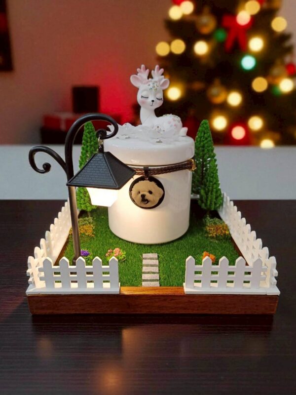 一鹿有你陶瓷骨灰罐-顏色：粉，白，藍